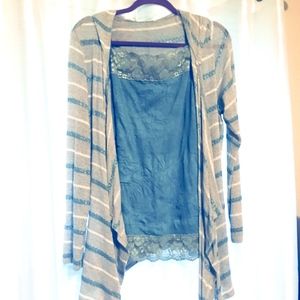 Maurices open cardigan with matching cami